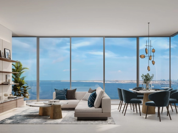 LIV Maritime Apartment Wohnzimmer mit Meerblick