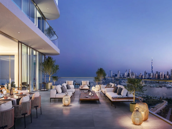 LIV Maritime Terrasse mit Blick auf Burj Khalifa