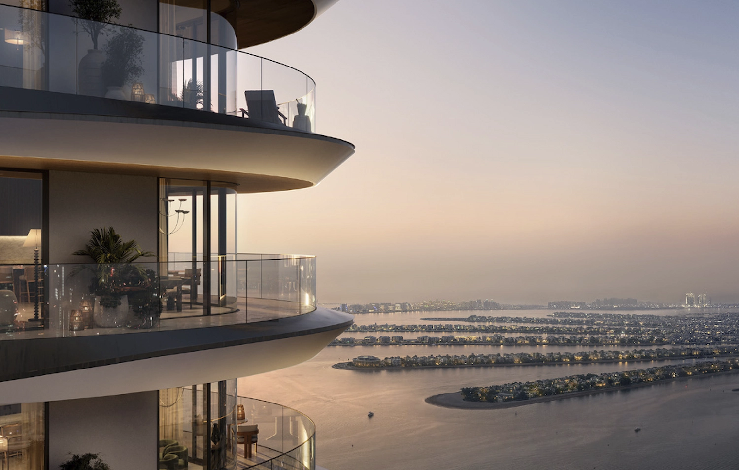 The Bristol Emaar Beachfront Terrassen mit Sicht auf Palm Jumeirah