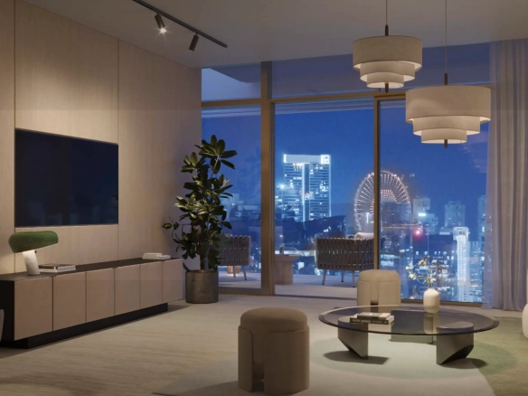 Serena District Living room view at dusk