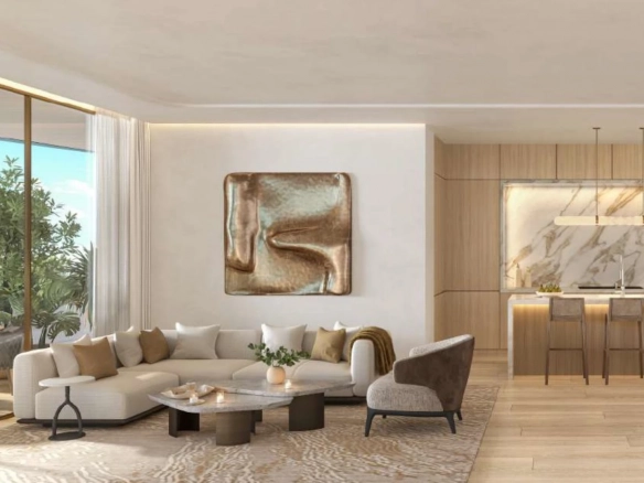 The Residences at The Dubai Beach 8 Living room kitchen